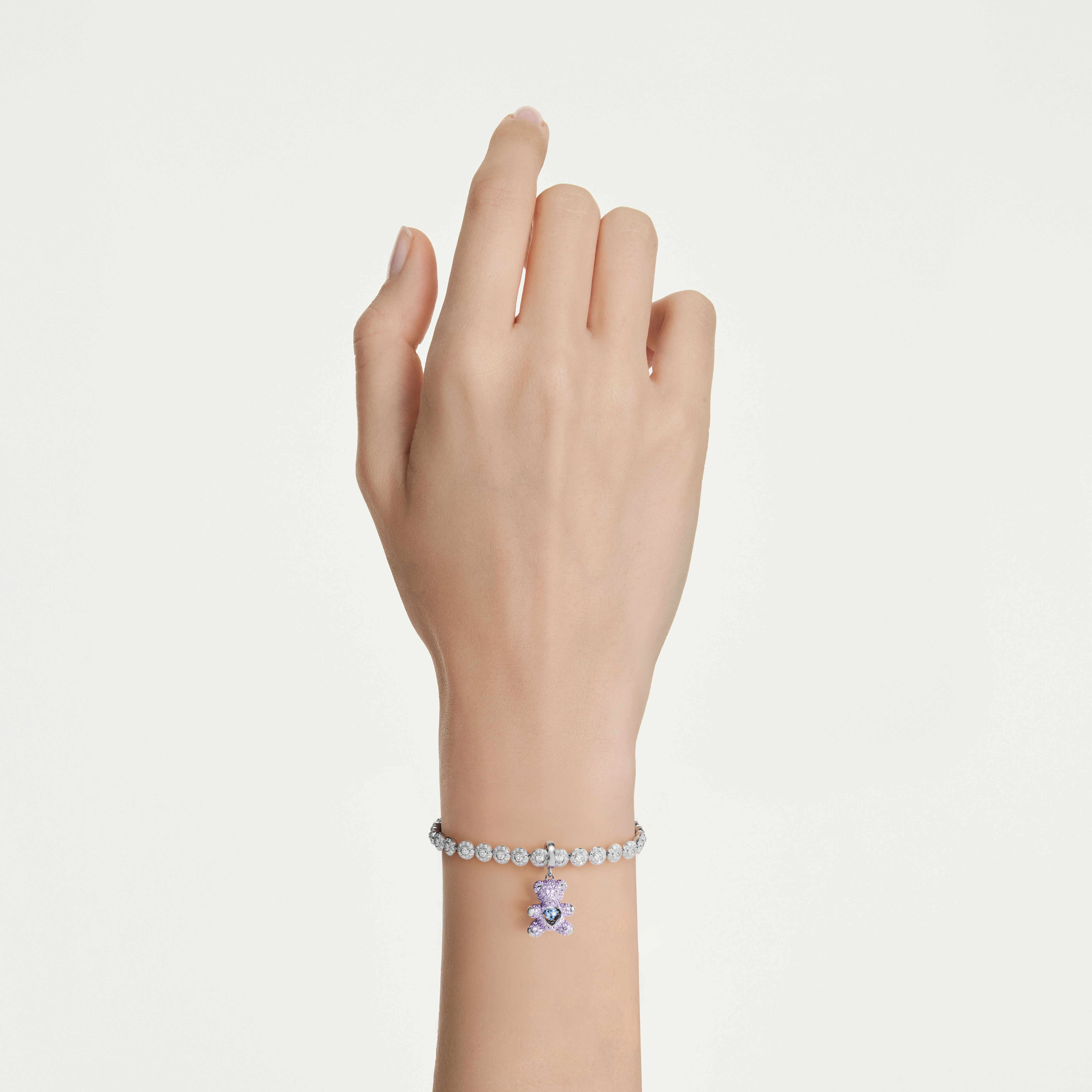 swarovski idyllia charm  mixed cuts  teddy  purple  rhodium plated