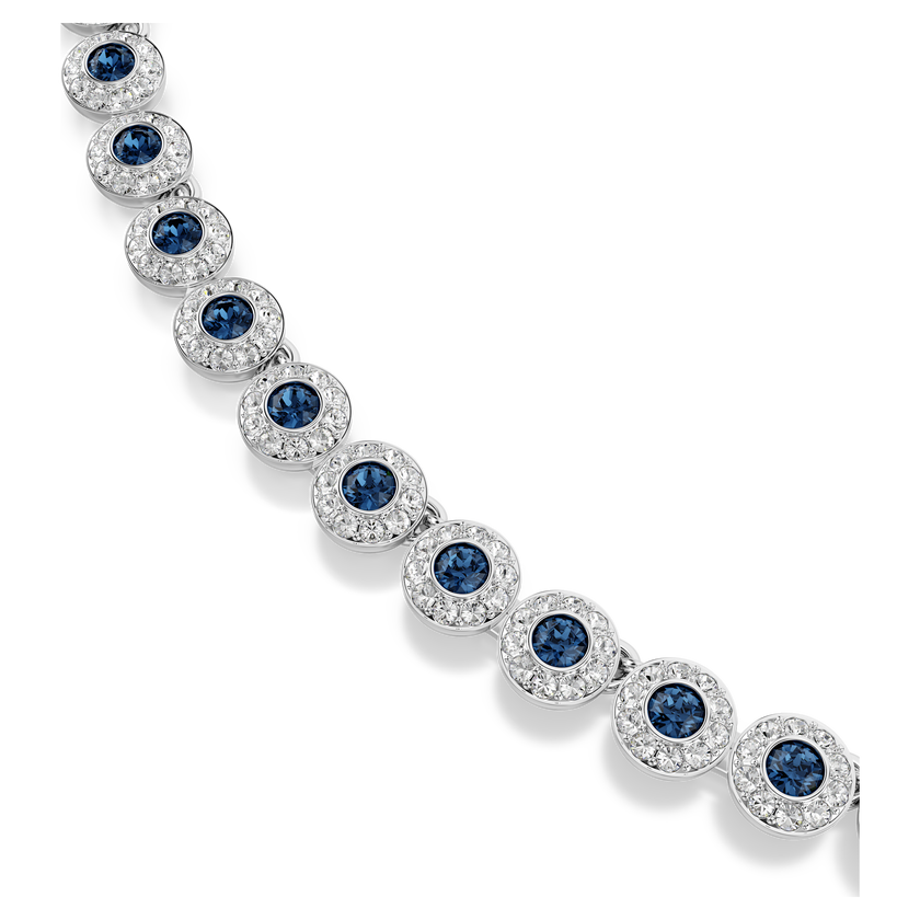 swarovski una angelic tennis necklace  round cut  blue  rhodium plated