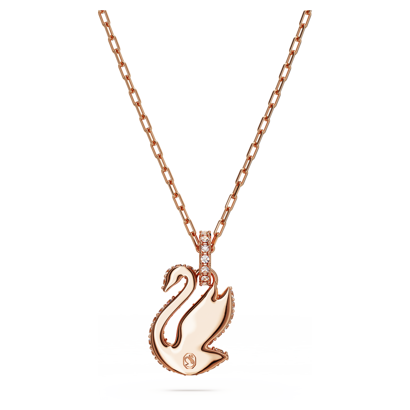 swarovski swan pendant  swan  small  white  rose gold tone plated