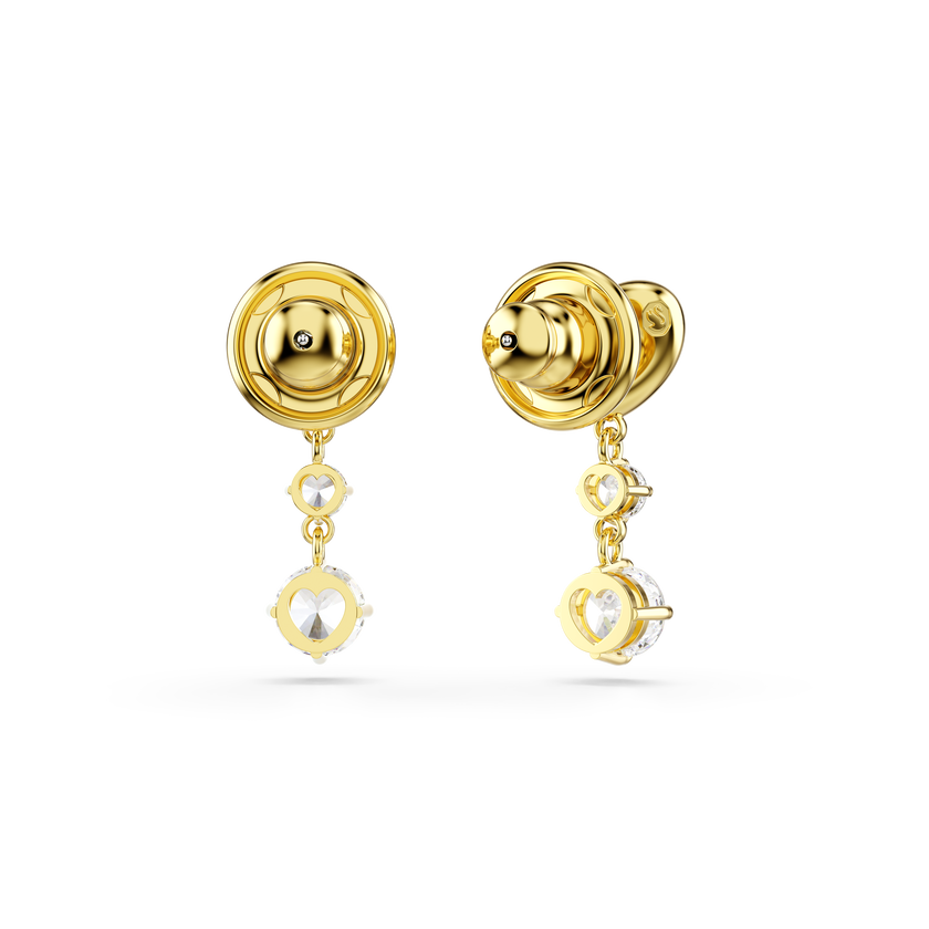 swarovski lifelong drop earrings  round cut  heart  white  gold tone plated