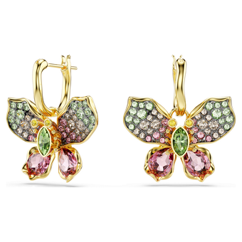 swarovski idyllia drop earrings  mixed cuts  pav   butterfly  multicolored  mixed metal finish