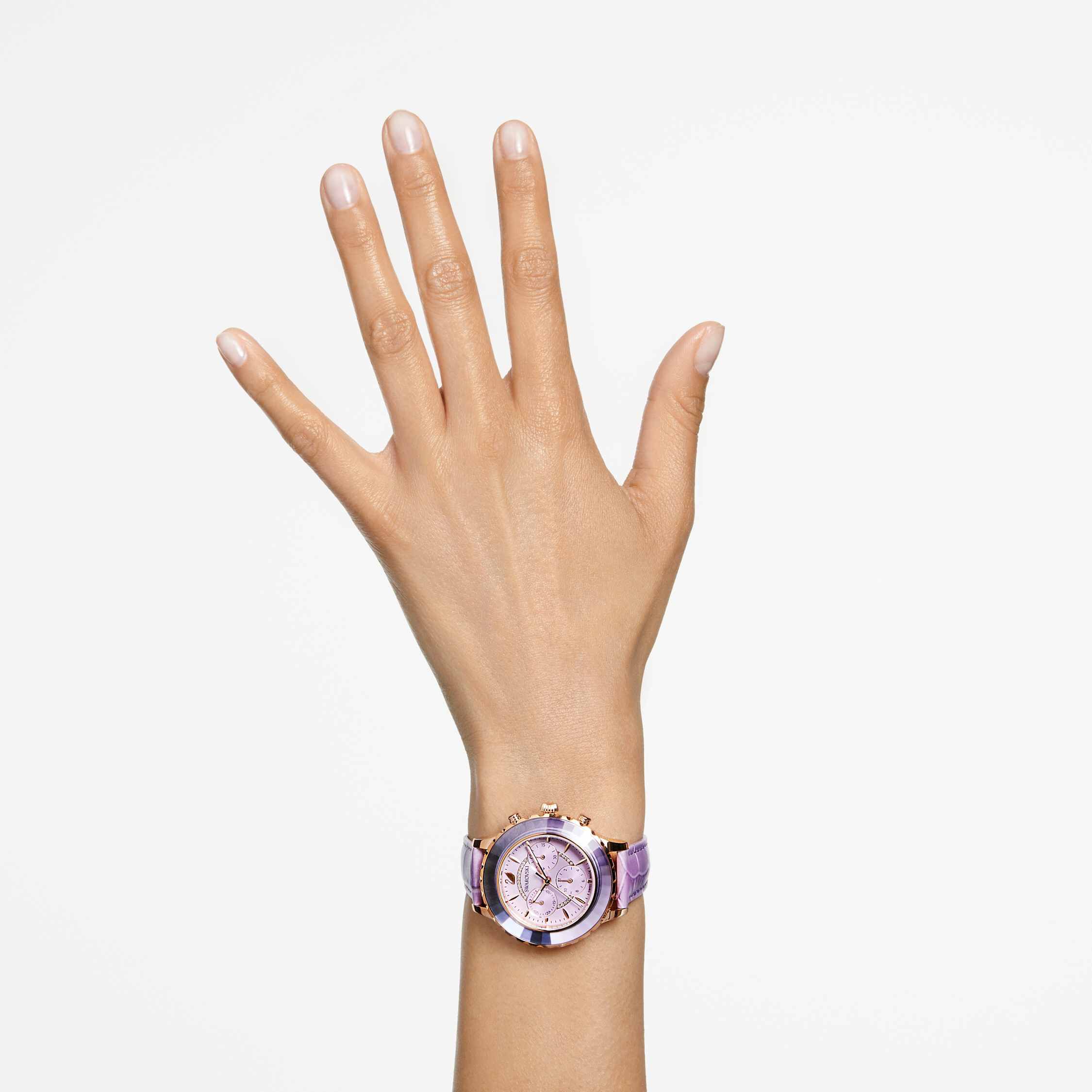 Buy Swarovski Octea Lux Chrono watch Leather strap Purple Rose