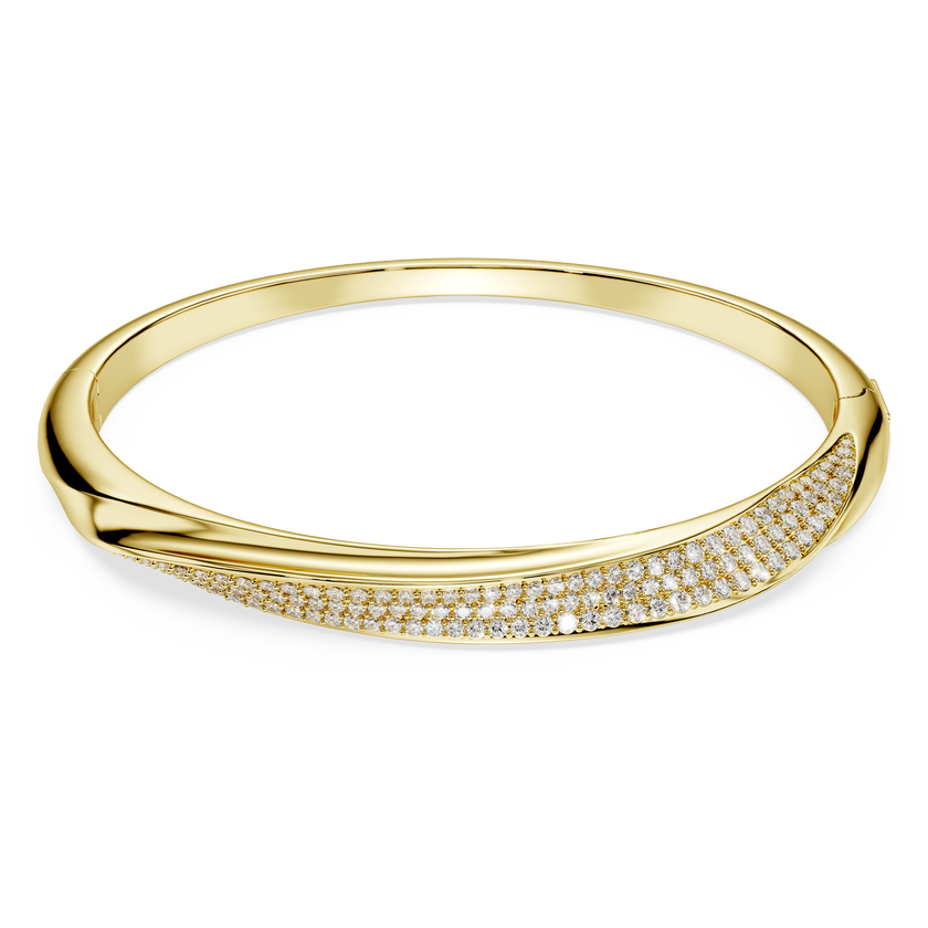 swarovski classica bangle  round cut  white  sterling silver  18k gold finish