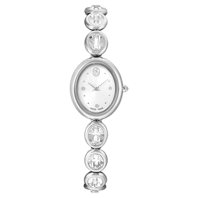 swarovski imber oval watch  swiss made  metal bracelet  silver tone  stainless steel