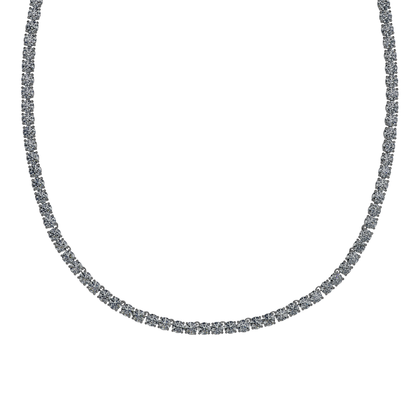 Tennis Deluxe Necklace, Gray, Ruthenium plated