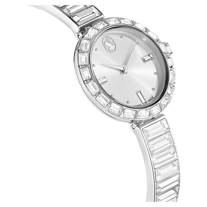swarovski matrix bangle watch  swiss made  crystal bracelet  white  stainless steel