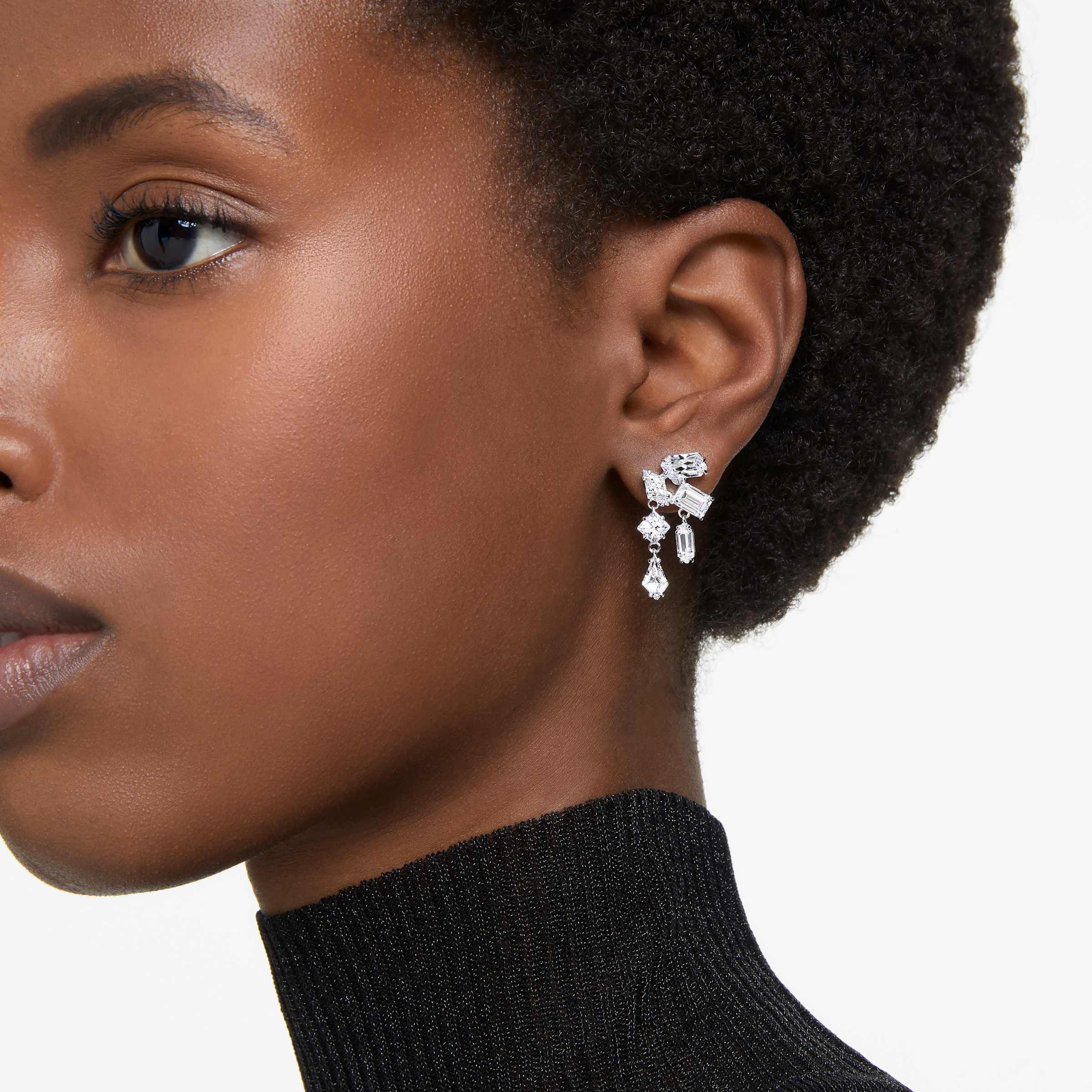 Buy Swarovski Mesmera drop earrings Mixed cuts White Rhodium plated