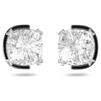 swarovski harmonia earrings  cushion cut crystals  white  mixed metal finish
