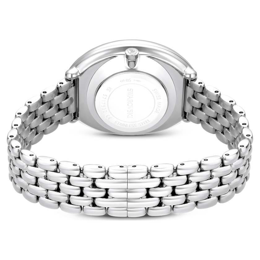 swarovski imber oval watch  swiss made  metal bracelet  silver tone  stainless steel