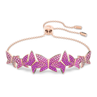 Lilia bracelet, Butterfly, Pink, Rose gold-tone plated