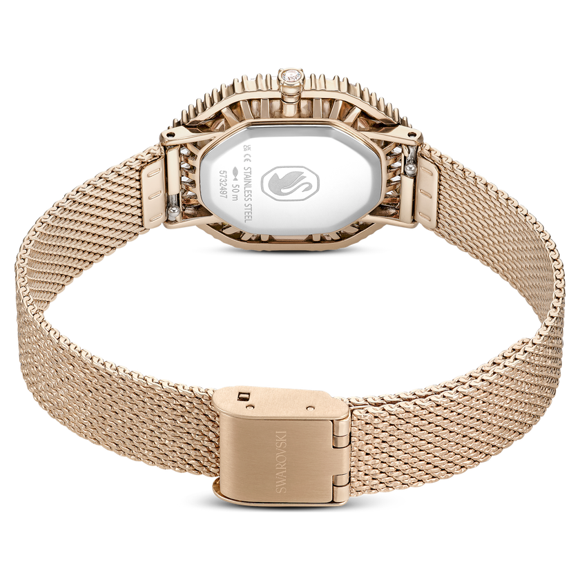 swarovski matrix octagon watch  metal bracelet  gold tone  champagne gold tone finish