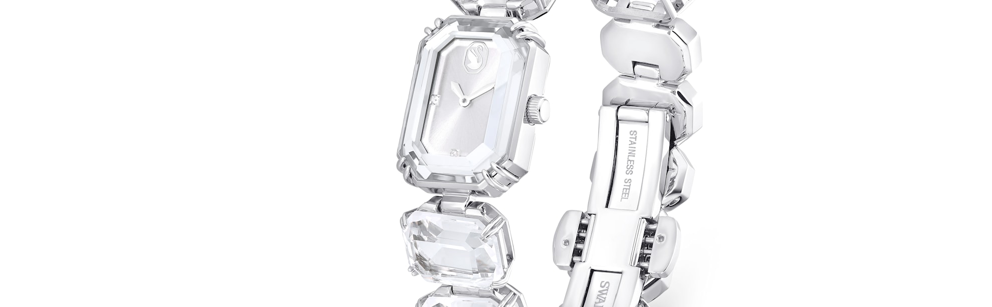 swarovski white tone watches