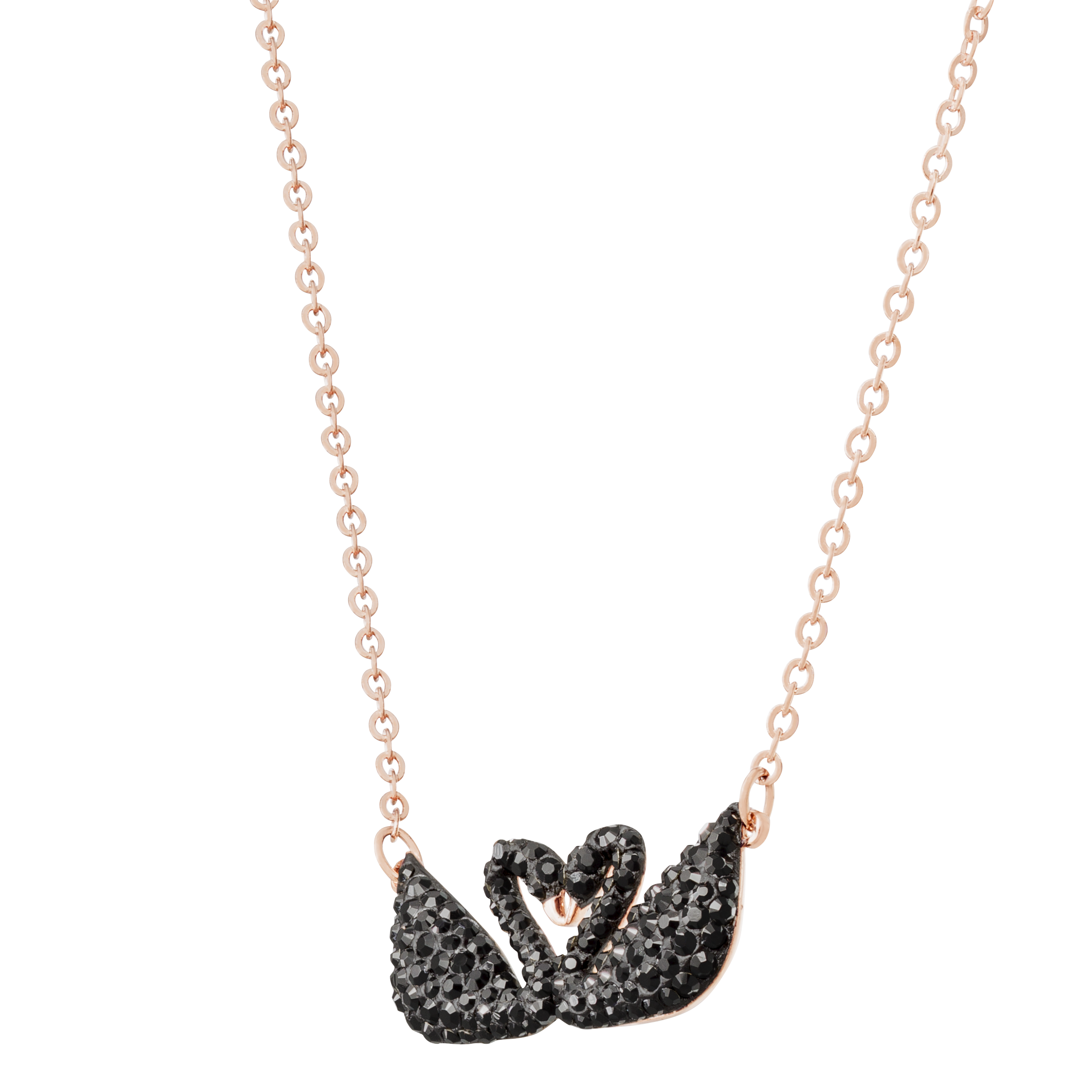 Buy Swarovski Iconic Swan Double Necklace, Black, Rose Gold Plating in Riyadh, Jeddah, Saudi