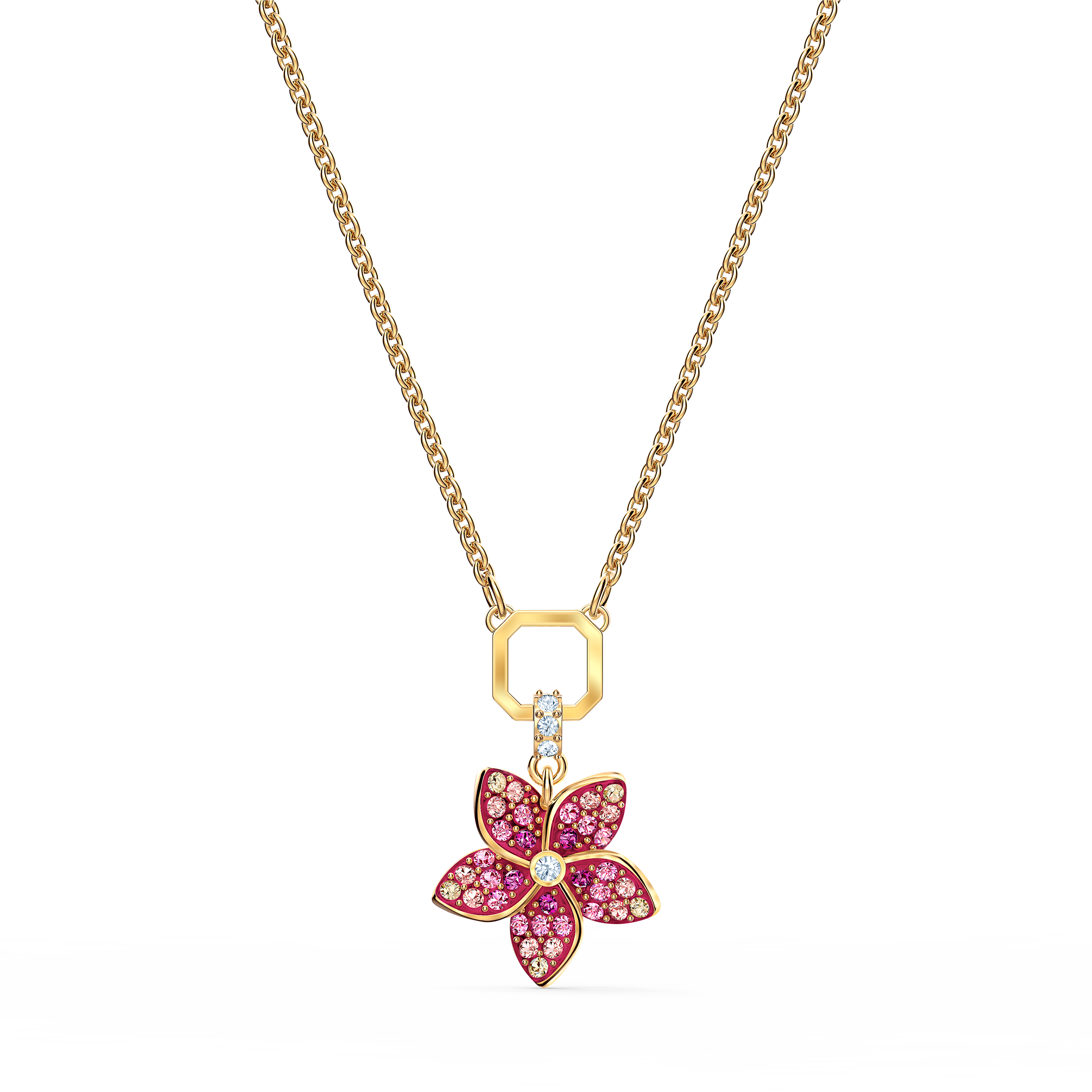 Buy Swarovski Tropical Flower Pendant, Pink, Goldtone plated in Riyadh