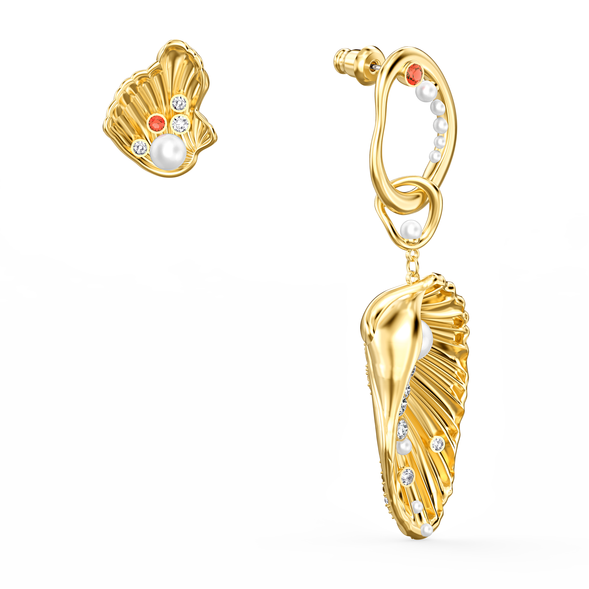 Buy Swarovski Shell Angel Pierced Earrings, Light multicolored, Gold