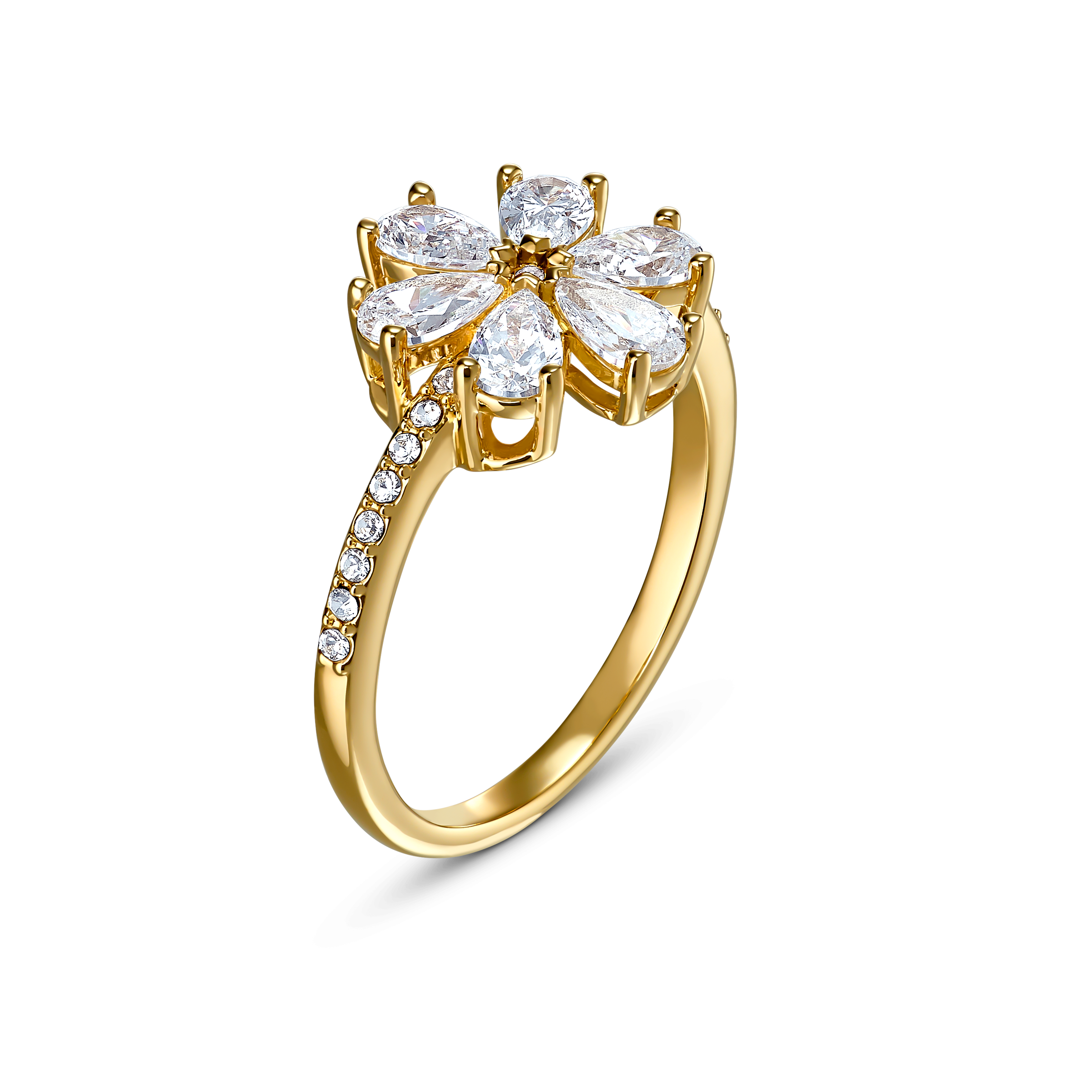 Buy Swarovski Botanical Flower Ring, White, Goldtone plated in Riyadh